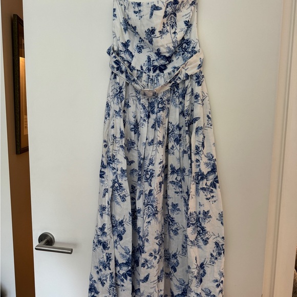 & Other Stories voluminous strapless linen midi dress with belt size 4 - Picture 9 of 9